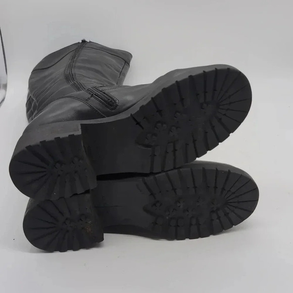 J. Crew Black Leather Knee Boots Riding with Buckle sz 8 - Picture 5 of 9